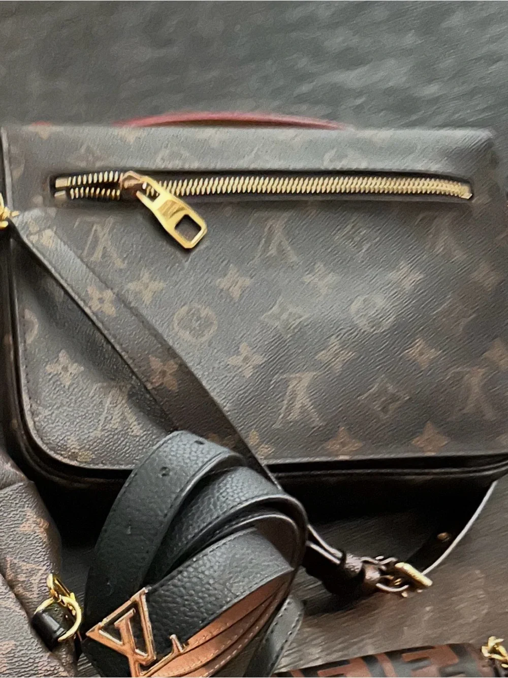 Designer Cross Body Bag in Brown with Gold Hardware - Picture 2 of 2